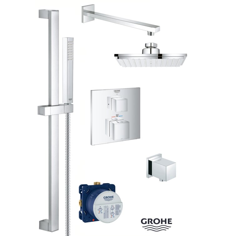 Grohtherm Cube® Thermostatic Complete Shower System with Rough-in Valve